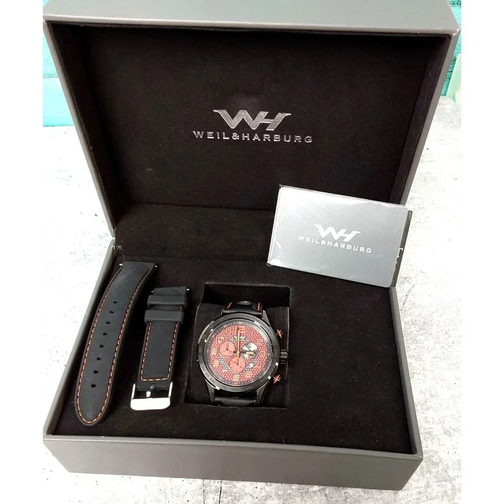 Weil &‎ Harburg Karkin Swiss Chronograph watch with racing style strap